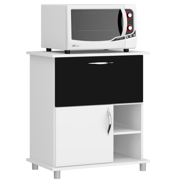 Armario para microondas blanco o negro 60x76x45 cm - geantun