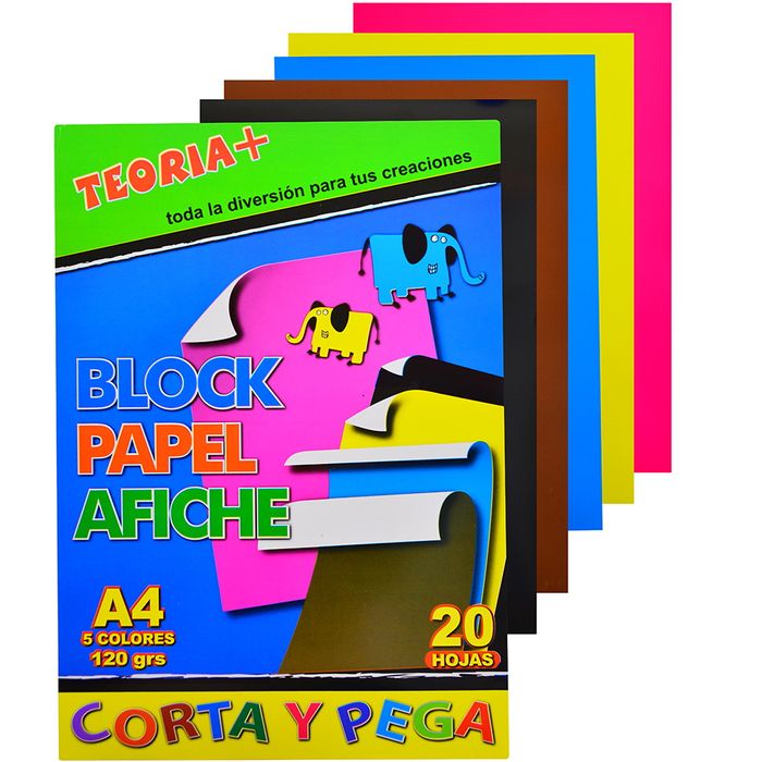 Block-papel-afiche-TEORIA--20-hojas-de-colores-A4-120-g