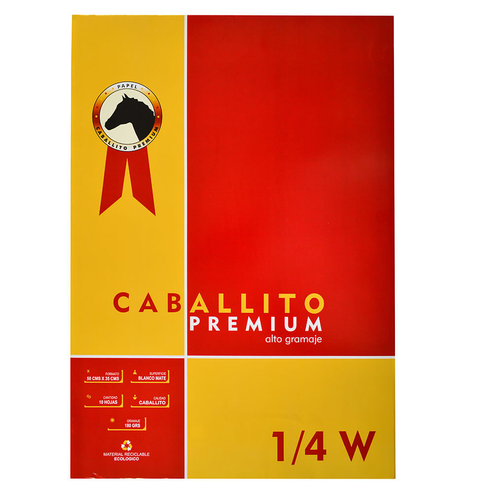 Block Dibujo 1 4w Caballito Premium 10 Hojas 180 G