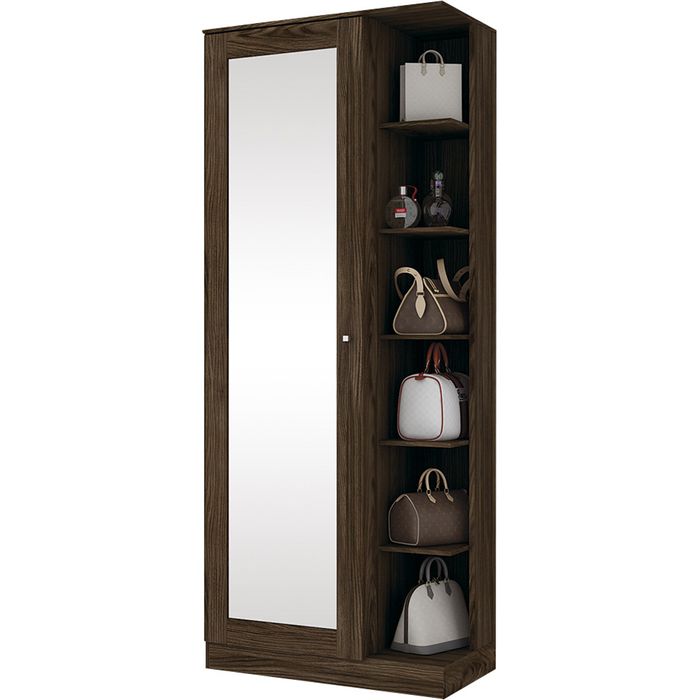Armario zapatero con espejo moka 179x69x38cm - devotoweb