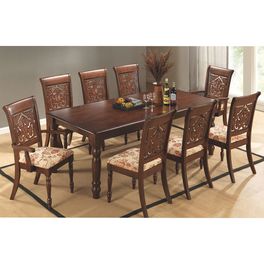 Juego de comedor en madera 8 sillas 74x200x100 cm - geant Juego de comedor en madera 8 sillas 74x200x100 cm - geant