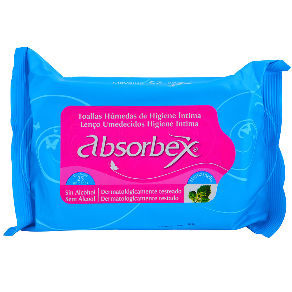 Toallitas húmedas ABSORBEX higiene intima 25 un. - disco