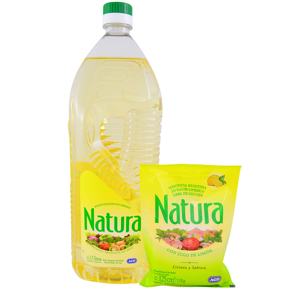 Aceite de girasol NATURA 1,5 L + mayonesa NATURA - grupodiscouruguay