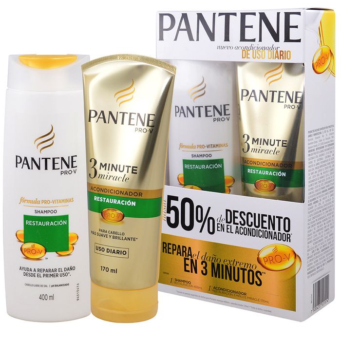 Pack Pantene shampoo restauración 400 ml + acondicionador