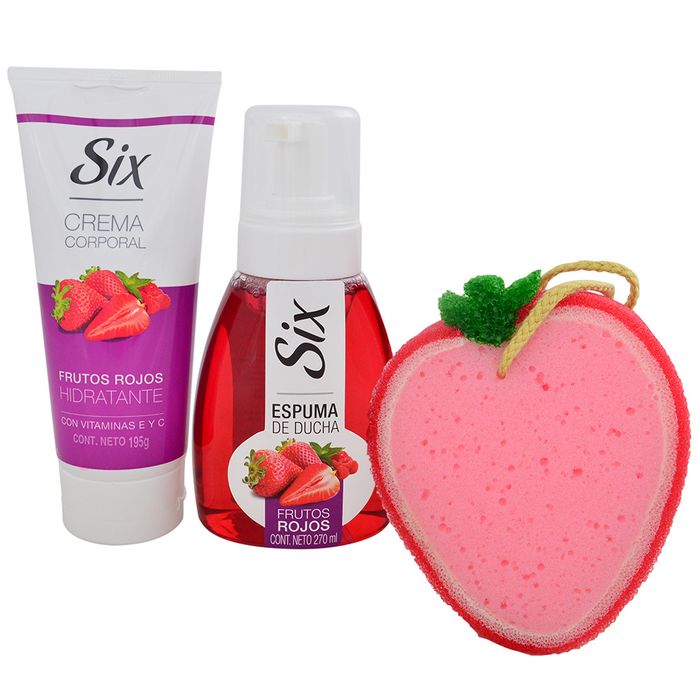 Pack-Six-frutos-rojos-espuma---esponja---crema-corporal-195-ml Pack-Six-frutos-rojos-espuma---esponja---crema-corporal-195-ml