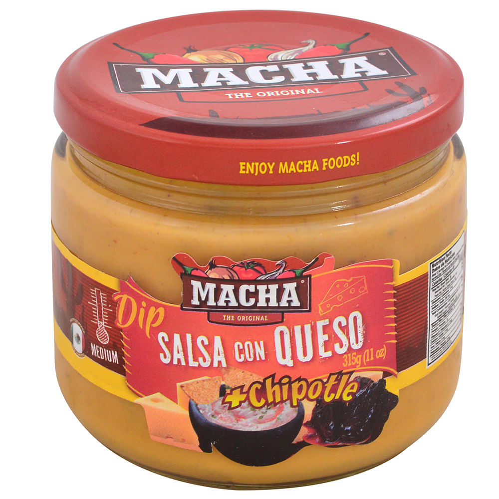 Salsa dip con queso más chipotle MACHA 315 g disco