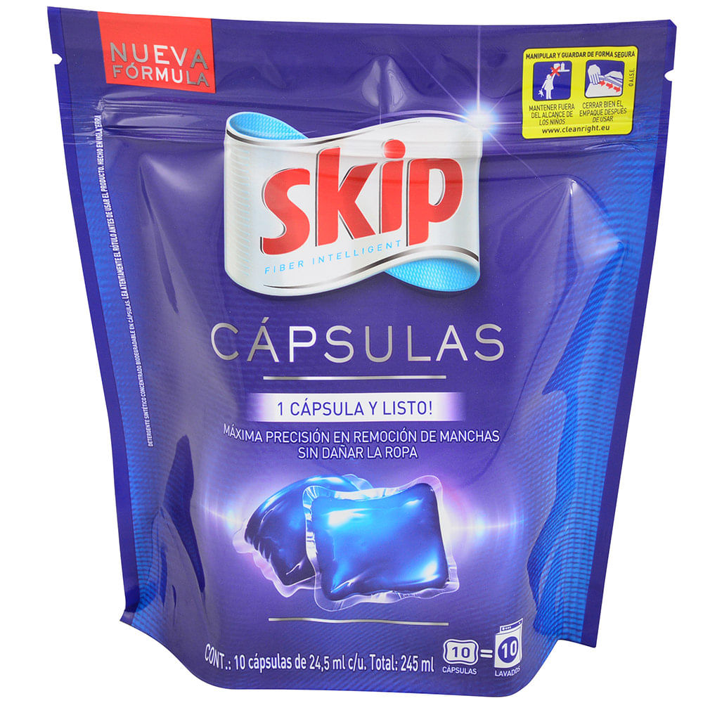 Detergente liquido ropa Skip Concentrado Capsulas 10x24,5 ml - geantfood