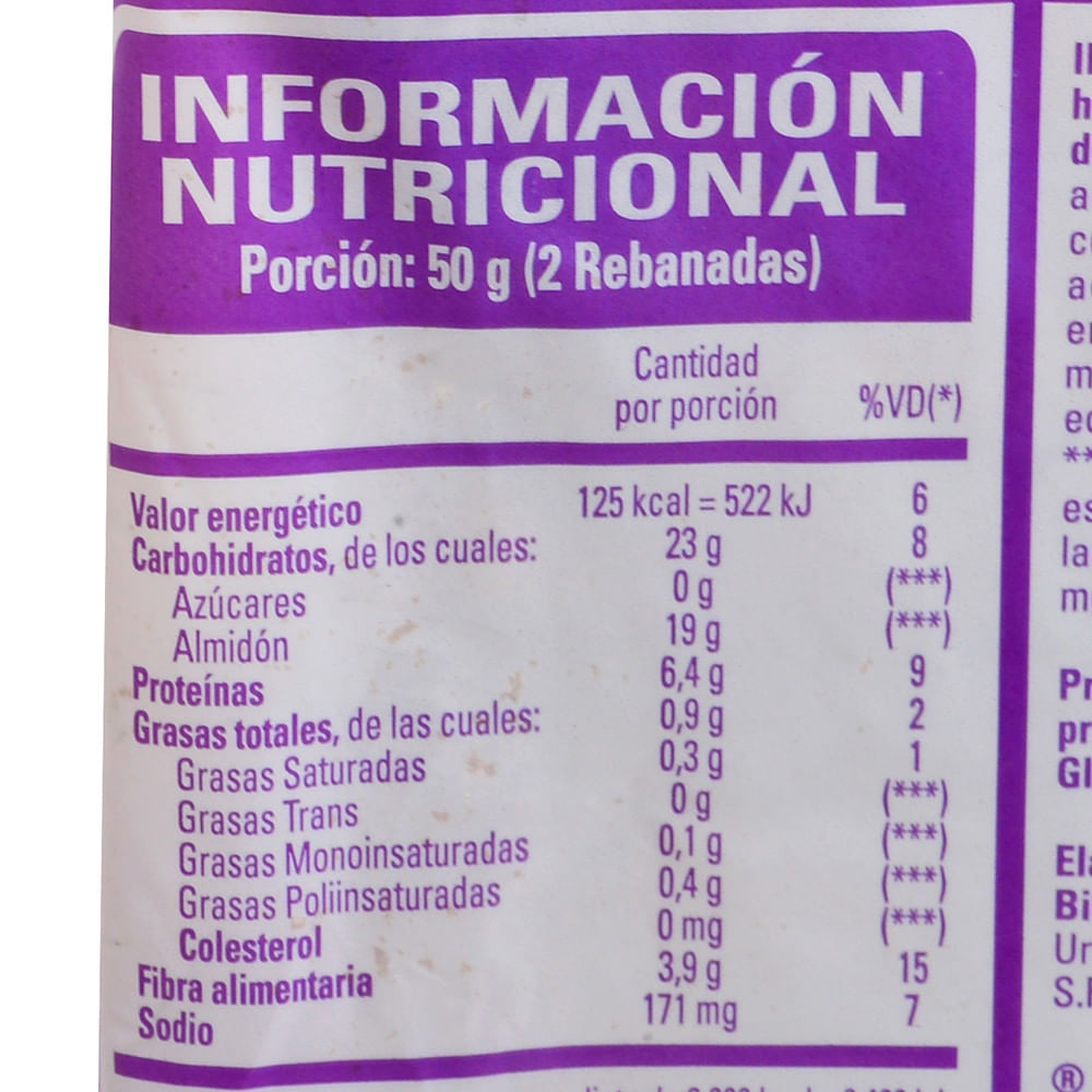 ingredientes del pan bimbo integral