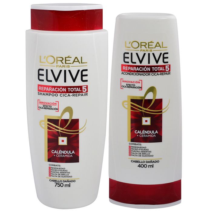 Pack Elvive RT5 shampoo 750 ml + acondicionador 400 ml - disco