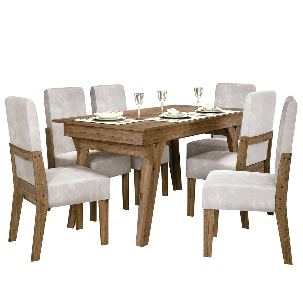 Juego De Comedor Mesa 6 Sillas Tapizadas Geant