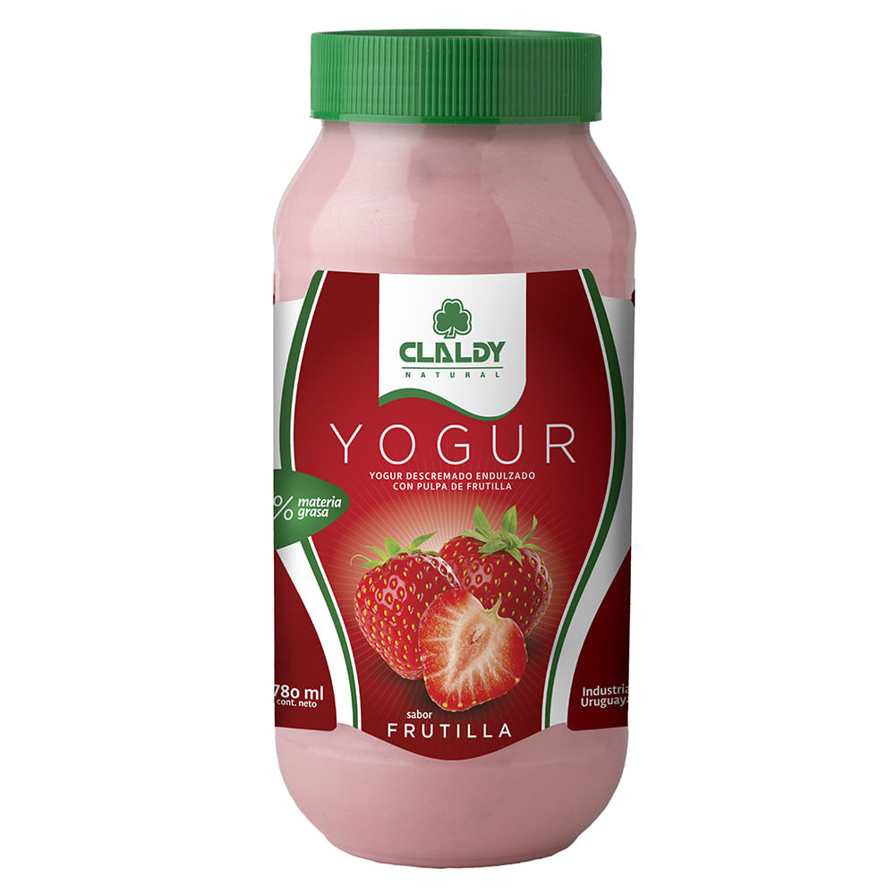 Yogur Descremado Frutilla Claldy 780 Cc Disco