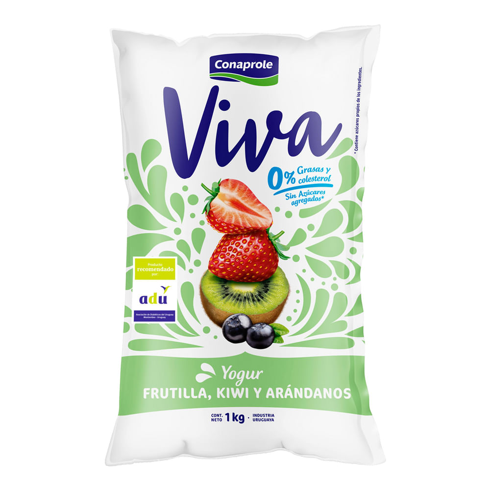 Yogur Viva Descremado Arandanos Frutilla Conaprole 1 L Disco