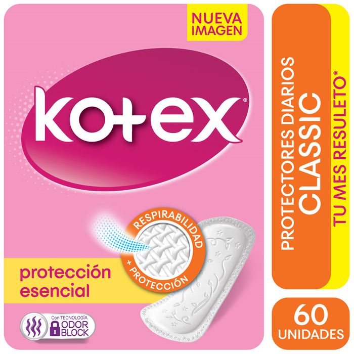 Protector-diario-Kotex-Classic-60-un. Protector-diario-Kotex-Classic-60-un.