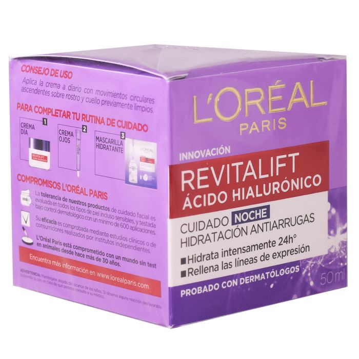 Crema L'OREAL revitalift noche hyaluronico 50 ml - disco crema con acido hialuronico de loreal