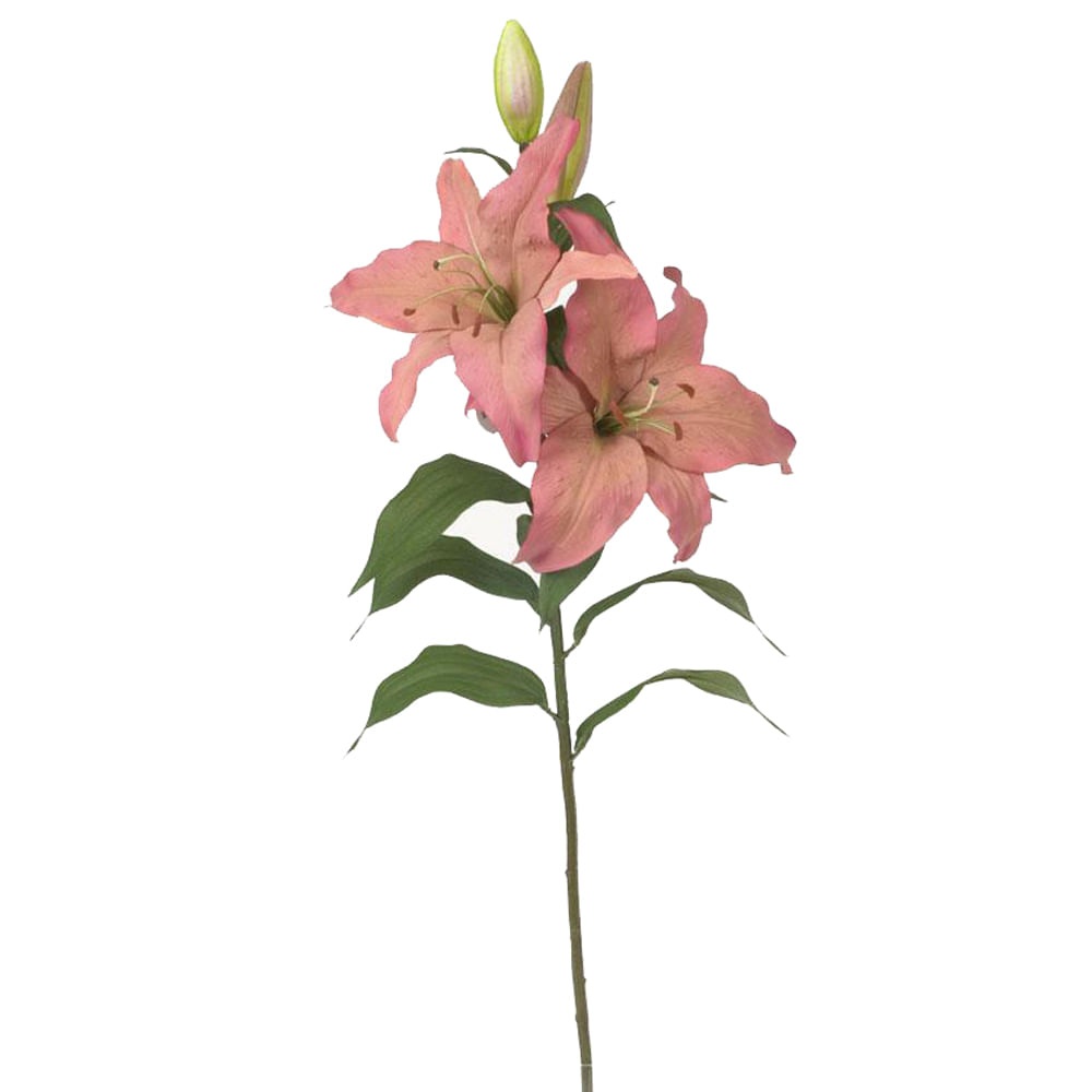 Flor artificial vara lily rosada - devotoweb