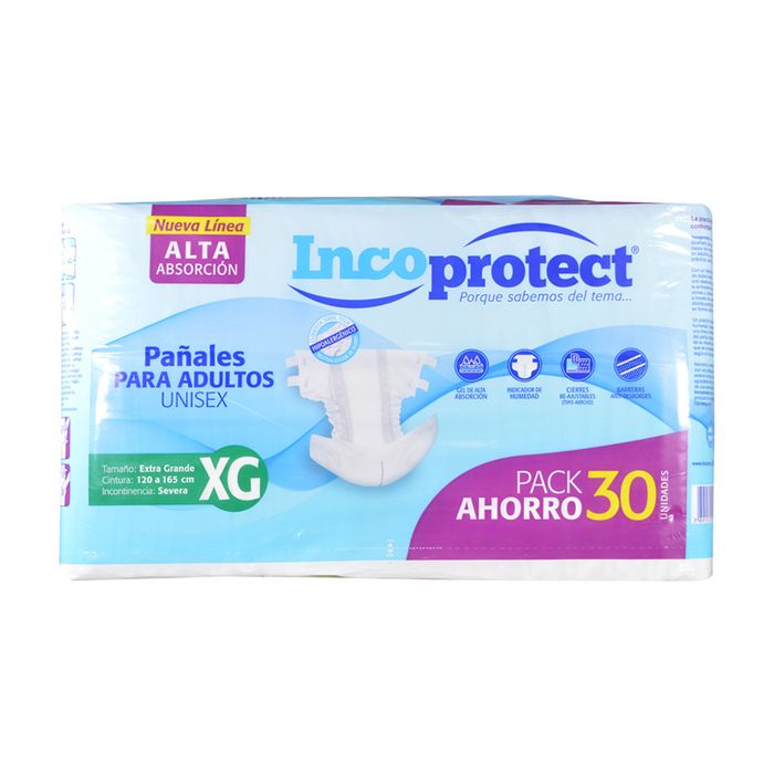 Pañal-Para-Adulto-INCOPROTECT-Talle-XG-30-ml. Pañal-Para-Adulto-INCOPROTECT-Talle-XG-30-ml.