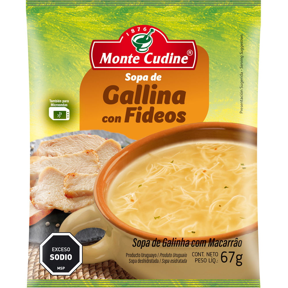Sopa MONTE CUDINE casera gallina con fideos - devotoweb