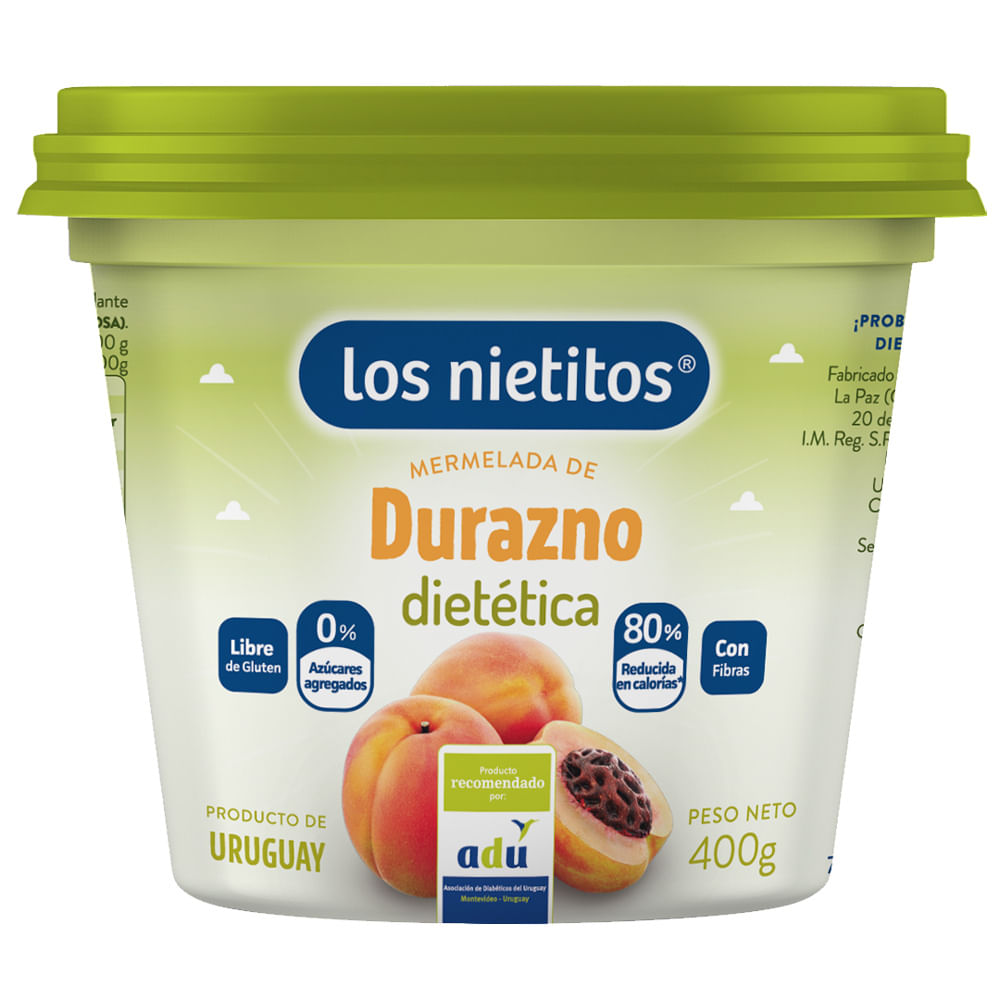 Mermelada durazno LOS NIETITOS 0% azúcar 400 g - devotoweb