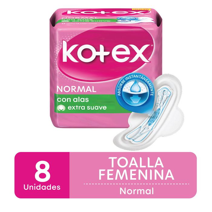 Toalla-Femenina-Kotex-Normal-con-Alas-8-un. Toalla-Femenina-Kotex-Normal-con-Alas-8-un.