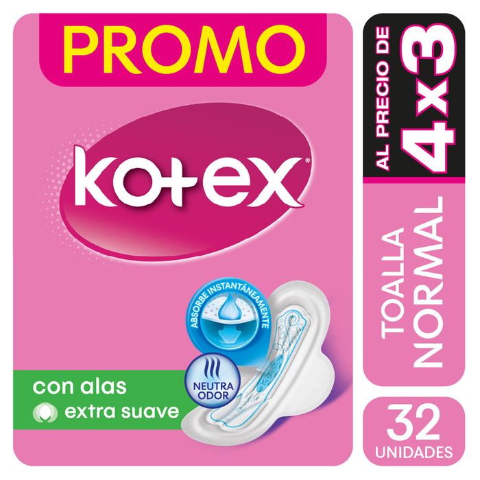 Toalla-Femenina-Kotex-Normal-con-Alas-32-un. Toalla-Femenina-Kotex-Normal-con-Alas-32-un.