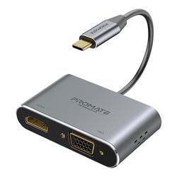Hub-PROMATE-media-USB-C-a-HDMI4K-y-VGA