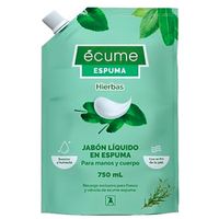 Jabon-liquido-en-espuma-ECUME-hiervas-750ml-repuesto