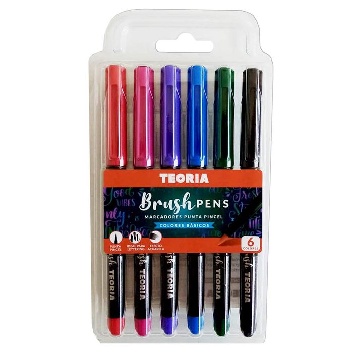 Marcadores-TEORIA--punta-pincel-6-colores-clasicos Marcadores-TEORIA--punta-pincel-6-colores-clasicos