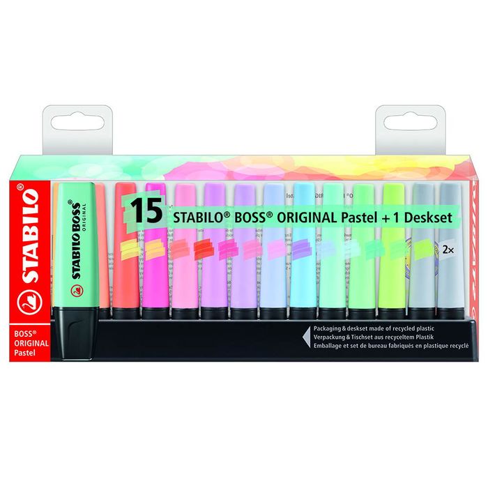Resaltador-STABILO-Boss-pastel-15-un. Resaltador-STABILO-Boss-pastel-15-un.