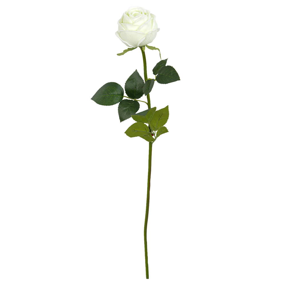 Flor artificial rosa inglesa blanca 56 cm - devotoweb