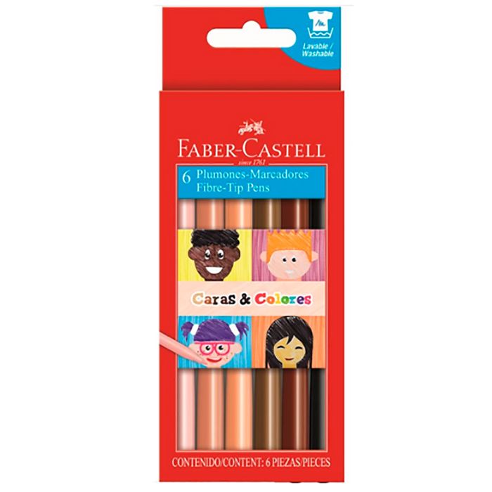 Marcadores-FABER-CASTELL-6-clores-piel