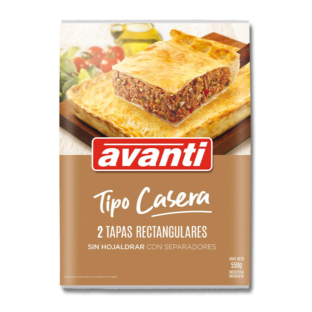 Tapa rectangular AVANTI casera 550 g devotoweb
