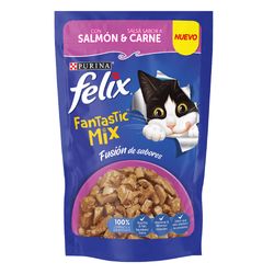 Alimento-para-gatos-FELIX-fantastic-mix-salmon-carne-85-g