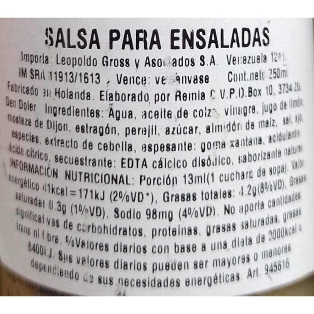 Salsa french dressing REMIA 250 cc devotoweb