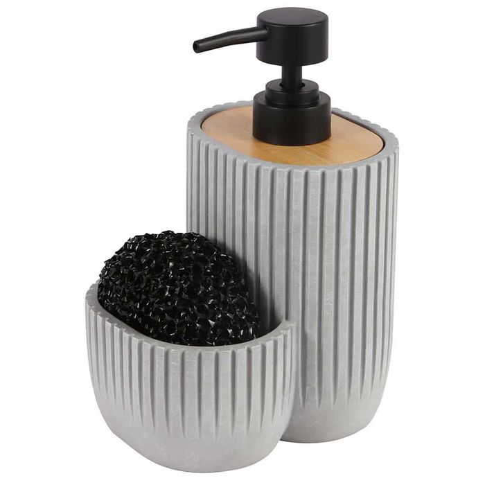 Dispensador-de-jabon-y-esponja-en-cemento-gris