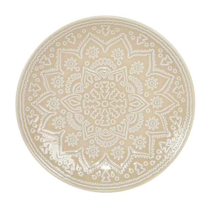Plato-postre-20-cm-ceramica-decorado-beige-mandala