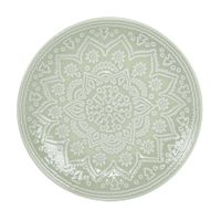 Plato-postre-20-cm-ceramica-decorado-verde-mandala