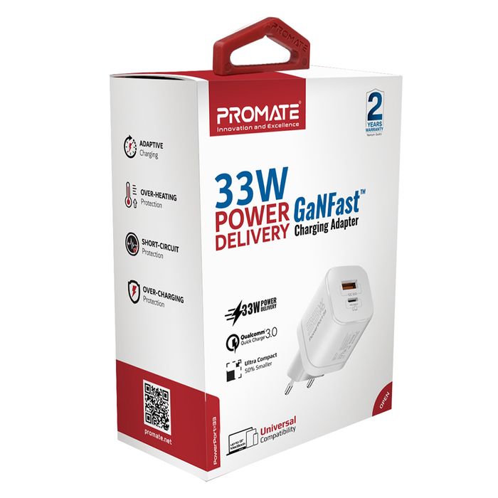 -Cargador-de-pared-PROMATE-Powerport-33-33w-usb-c-a-blanco