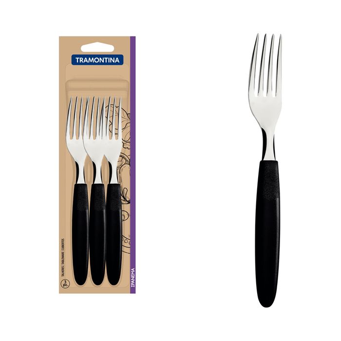 Set-x3-tenedores-acero-inoxidable-mango-negro-TRAMONTINA