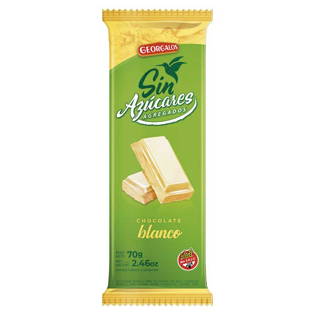 Chocolate Blanco Sin Azucar Agregada - 30 Gr - Georgalos