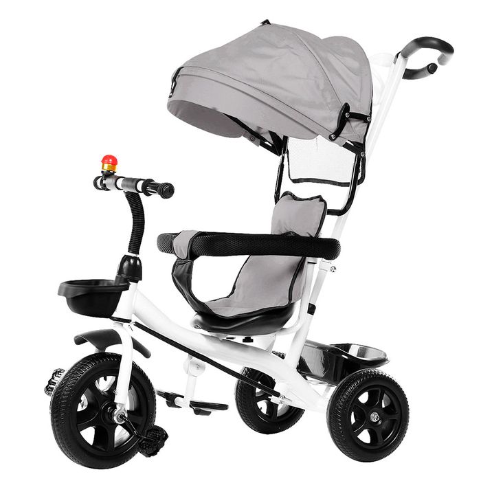 Triciclo-gris-con-toldo-para-bebe Triciclo-gris-con-toldo-para-bebe