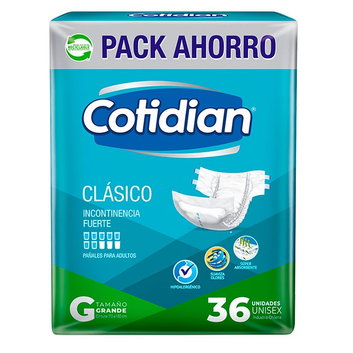 Pañal-adulto-Cotidian-clasico-grande-36-un. Pañal-adulto-Cotidian-clasico-grande-36-un.