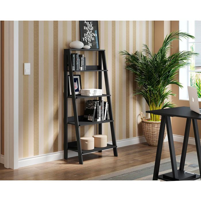 Estanteria-escalera-negra-140x61x39-cm Estanteria-escalera-negra-140x61x39-cm