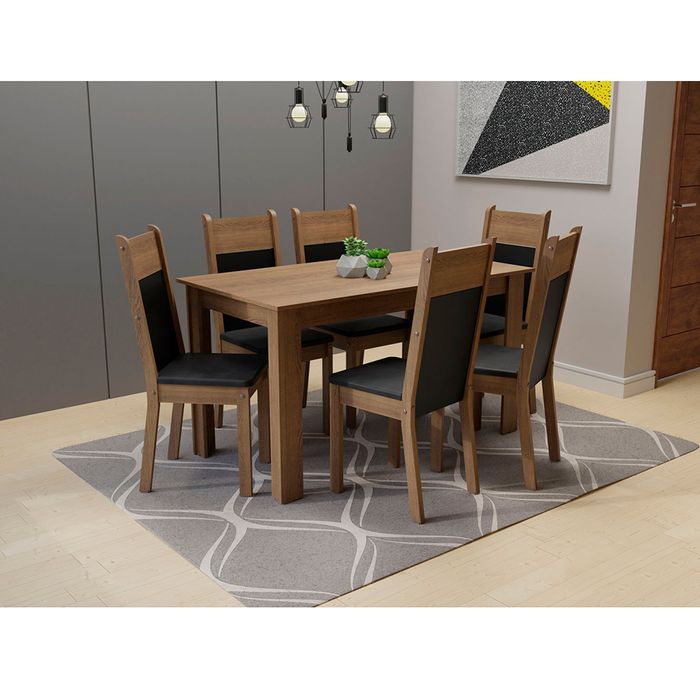 Juego-de-comedor-Medelin-6-sillas-Rustico-Negro Juego-de-comedor-Medelin-6-sillas-Rustico-Negro