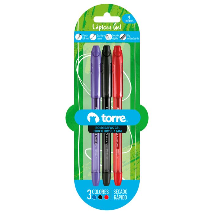 Boligrafo-gel-torre-quick-dry-3-unidades