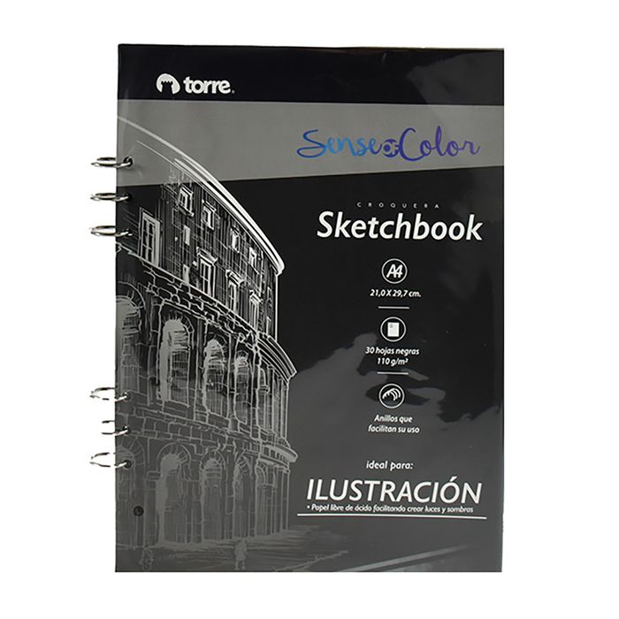 -Block-dibujo-TORRE-A4-6-anillos-30H-Negras