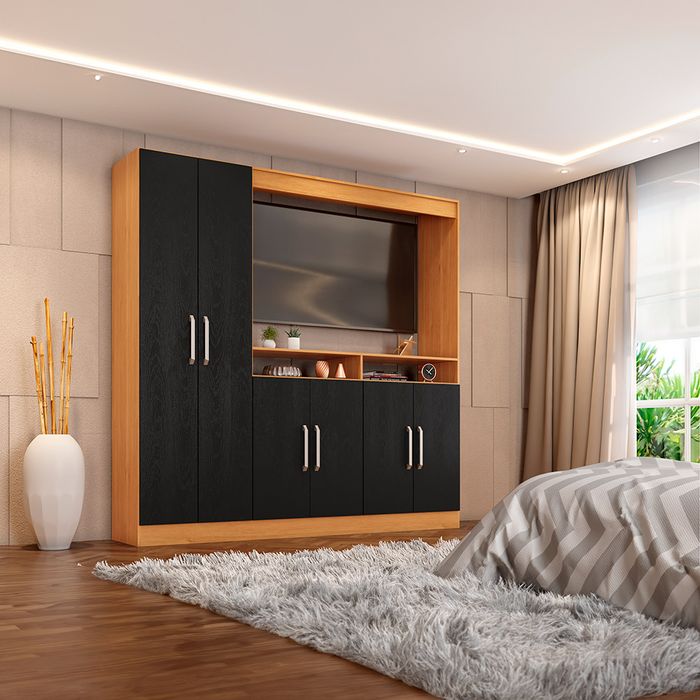 Ropero-Tv-Pop-50--169x174x37-cm-canela--negro Ropero-Tv-Pop-50--169x174x37-cm-canela--negro