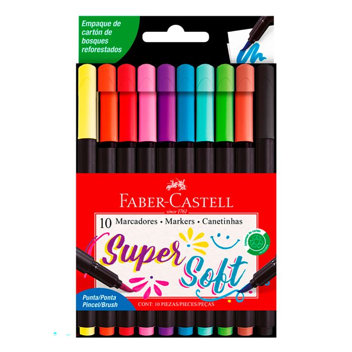 Marcadores-FABER-CASTELL-Supersoft-10-un.-Punta-Pincel