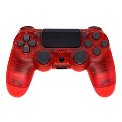 Joystick-LEDSTAR-Ps4-Inalambrico-Transparente-Rojo