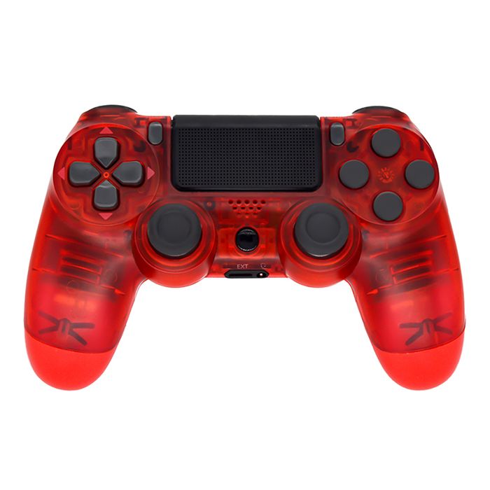 Joystick-LEDSTAR-Ps4-Inalambrico-Transparente-Rojo