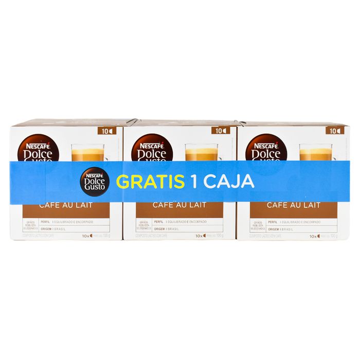 Pack-3-x-2-Capsulas-DOLCE-GUSTO-Cafe-con-Leche-10-un. Pack-3-x-2-Capsulas-DOLCE-GUSTO-Cafe-con-Leche-10-un.